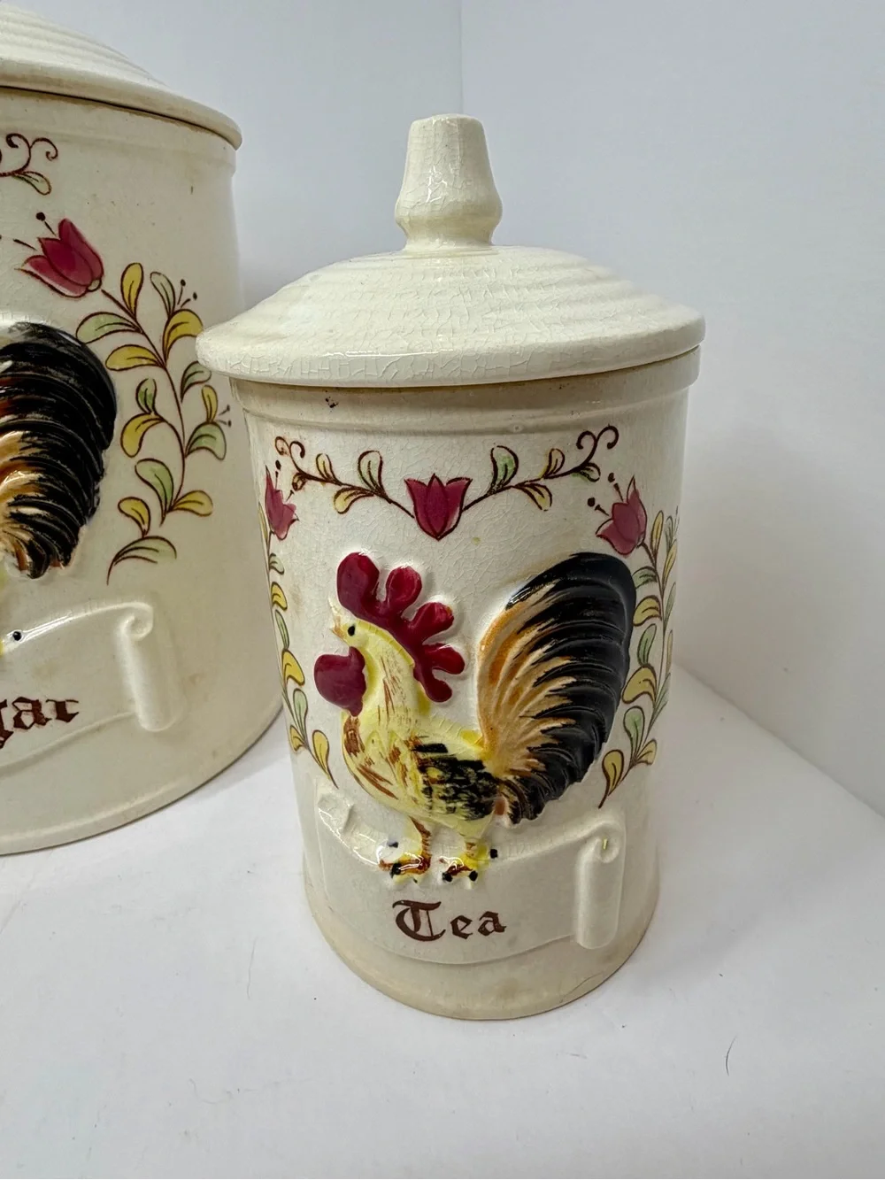 Vintage Royal Sealy Japan Rooster Canister Set (3 Pieces)